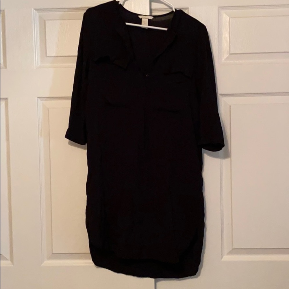 Black, Oxford-style side slit dress
